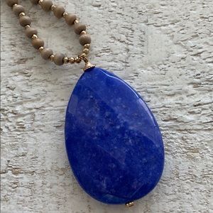 NWOT Blue/Purple Stone w Wood Beaded Necklace
